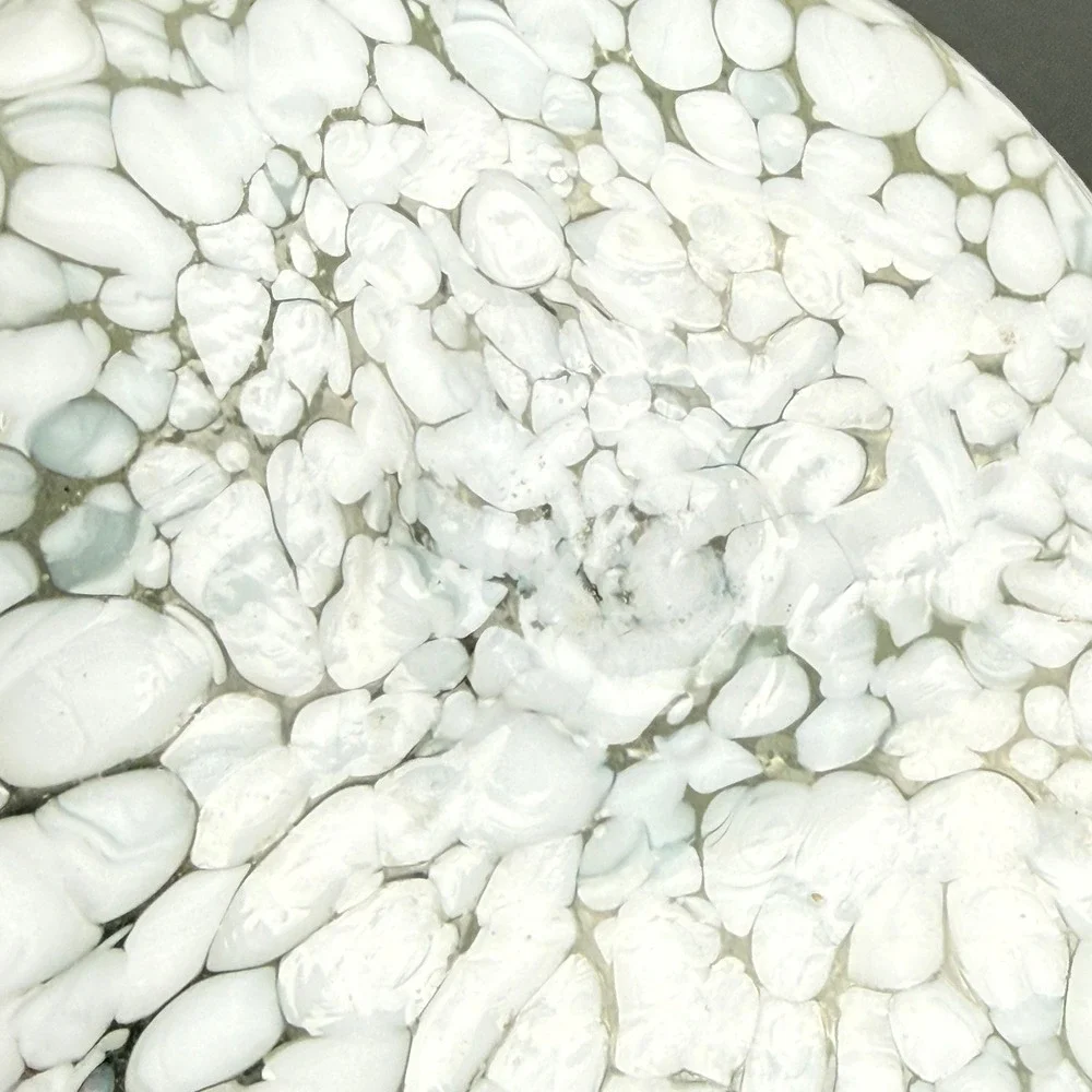 Art Glass Vase White speckled beans Mottled Hand Blown 8